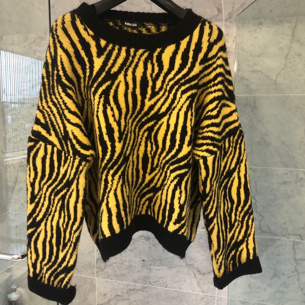 Yellow animal print sweater